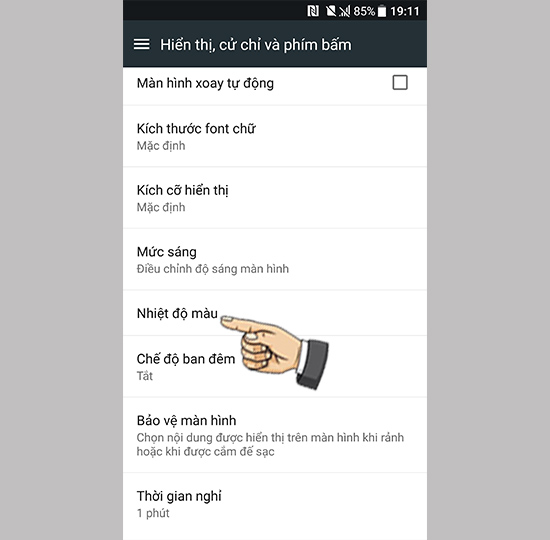 Vào nhiệt độ màu